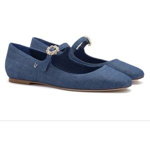 NWOB Larroude Blair Ballet Flat In Blue Denim